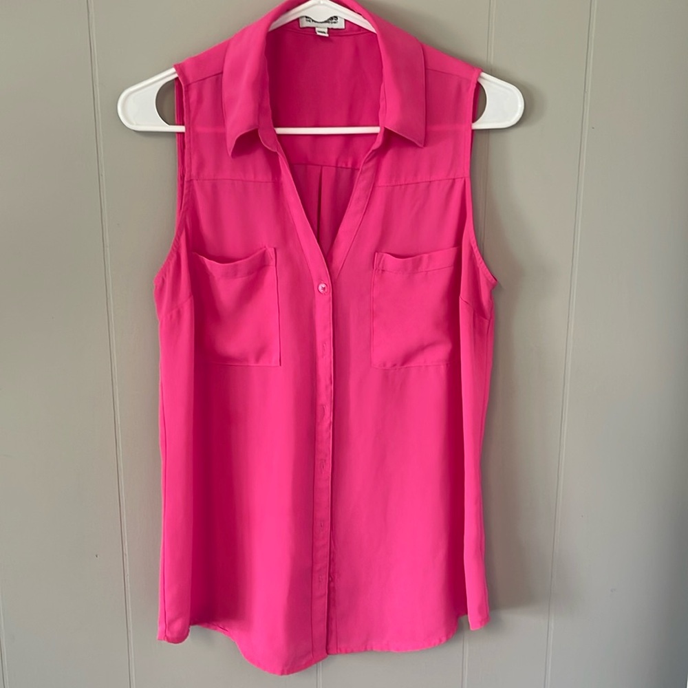 Hot pink sleeveless blouse